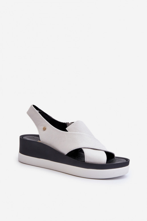 Zazoo 40256 Leer Platform sandalen Initte kleur Zazoo 40256 Leer Platform sandalen Initte kleur