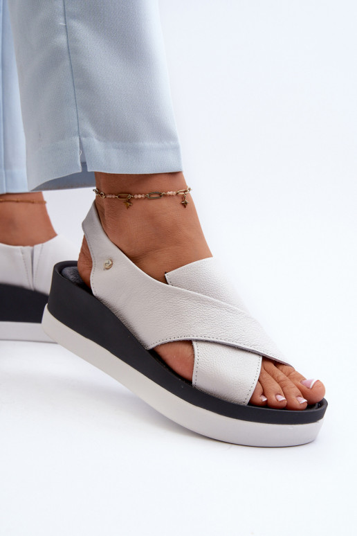 Zazoo 40256 Leer Platform sandalen Initte kleur Zazoo 40256 Leer Platform sandalen Initte kleur