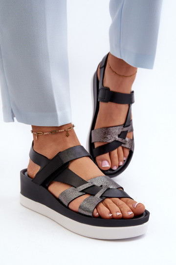 Zazoo 40397 dames sandalen met platform in zwarte kleur