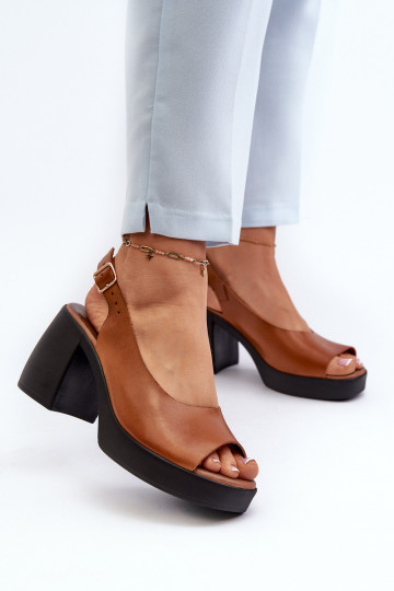 Zazoo 40376 Dames sandalen Op enorme hakken bruine kleur