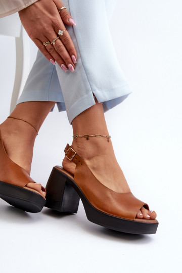 Zazoo 40376 Dames sandalen Op enorme hakken bruine kleur 2