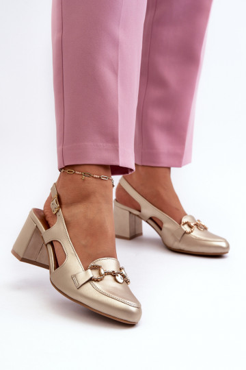 Dames sandalen met hakken Tai turiciejka 06419-25 in gouden kleur