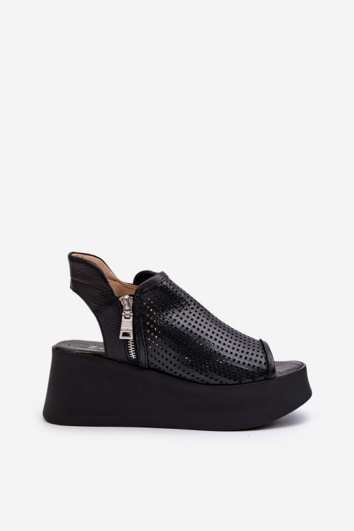 Zazoo 1792 Leer OpengeInerkte platformsandalen zInart Zazoo 1792 Leer OpengeInerkte platformsandalen zInart