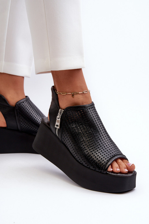 Zazoo 1792 Leer OpengeInerkte platformsandalen zInart Zazoo 1792 Leer OpengeInerkte platformsandalen zInart