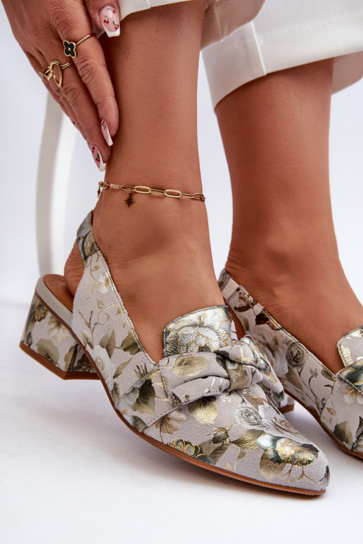 Dames Dames sandalen Op een lage hak met bloemen Het heeftciejka N6539-38 groene kleur Dames Dames sandalen Op een lage hak met bloemen Het heeftciejka N6539-38 groene kleur