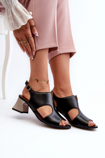 Leren dames sandalen met hakken Tai turiciejka 06566-01 in zwarte kleur 2