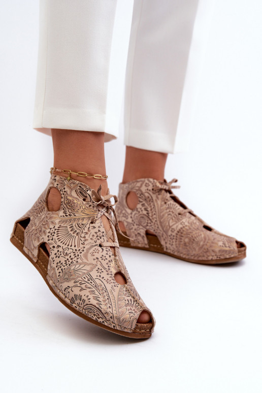 Met patroon Leer Laarzen Het heeftciejka 03426-02 beige Met patroon Leer Laarzen Het heeftciejka 03426-02 beige