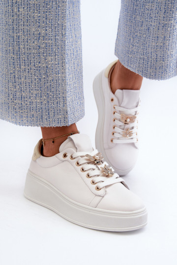 Leer Sneakers model schoenen Dames met platformPrzypinkami D&A SN67 Initte kleur