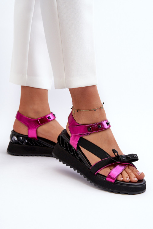 Dames sandalen met linten D&A CR956 roze Dames sandalen met linten D&A CR956 roze