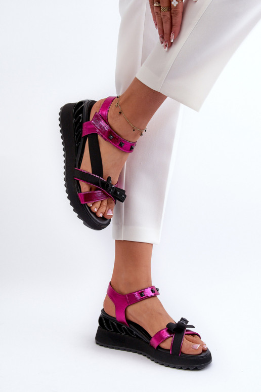 Dames sandalen met linten D&A CR956 roze Dames sandalen met linten D&A CR956 roze