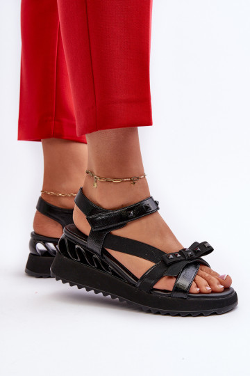 Vrouwen sandalen met strik D&A CR956 zwart 2