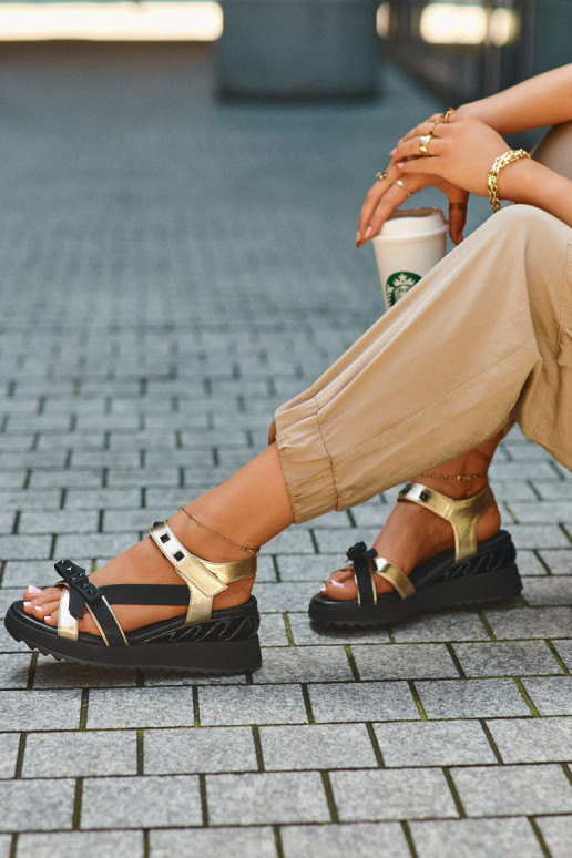 Dames sandalen met linten D&A CR956 gouden kleur Dames sandalen met linten D&A CR956 gouden kleur