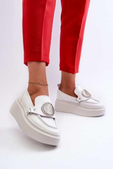 Zazoo 3486 dames mocassins Leer met ornamenten Initte kleur