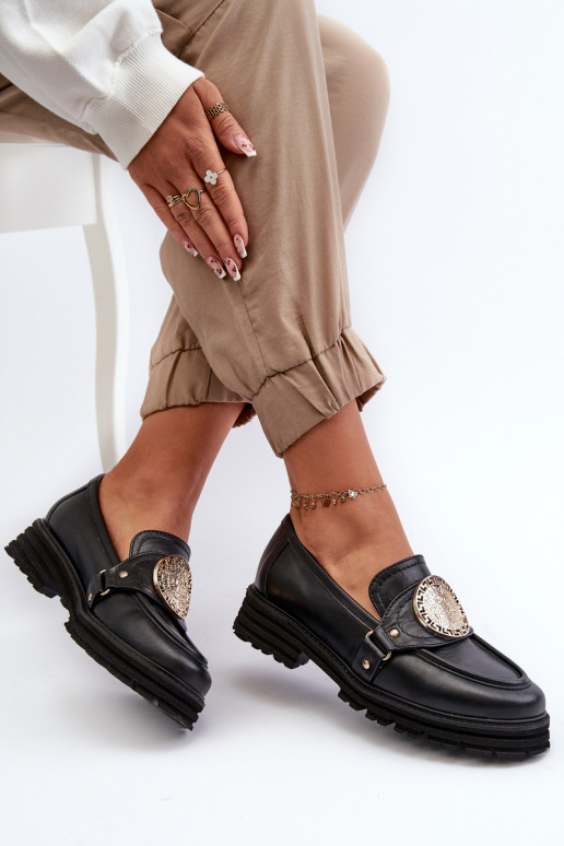 Zazoo 3485 dames mocassins met gouden details Echt leer Zazoo 3485 dames mocassins met gouden details Echt leer