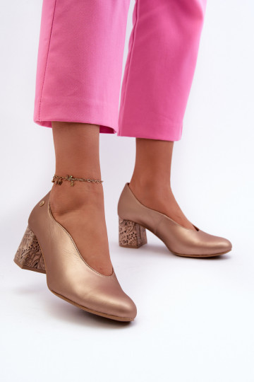 Elegante leren schoenen met hakken Tai turiciejka 06422-25 goudkleurig
