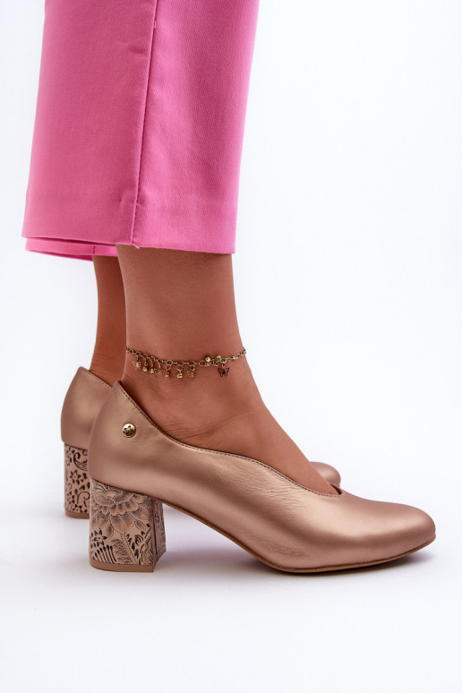 Elegante stijl Leer Schoenen met hakken Het heeftciejka 06422-25 gouden kleur Elegante stijl Leer Schoenen met hakken Het heeftciejka 06422-25 gouden kleur