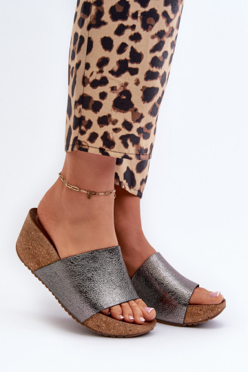 Zazoo 40291 Leren pantoffels Dames Op KorkoInym Koturnie grijs 2