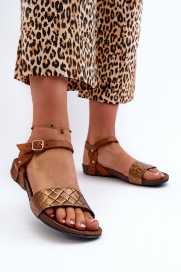 Zazoo 40027 vlakke vrouwen sandalen koperkleurig