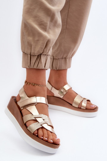Zazoo 40397 vrouwen sandalen met platform goudkleurig
