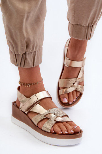 Zazoo 40397 vrouwen sandalen met platform goudkleurig 2