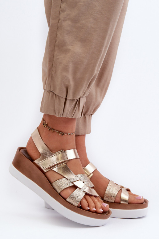 Zazoo 40397 Dames Dames sandalen met platform gouden kleur Zazoo 40397 Dames Dames sandalen met platform gouden kleur