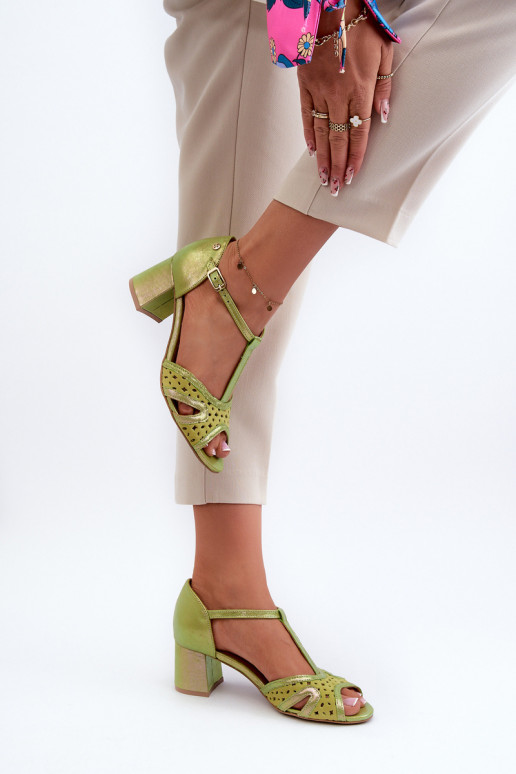 sandalen Leer Dames met hakken Het heeftciejka 06551-09 Limoen sandalen Leer Dames met hakken Het heeftciejka 06551-09 Limoen