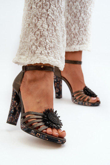 Dames hoge hak sandalen met ornamenten Tai turiciejka 06620-20 grijs 2