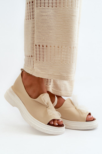 Zazoo 2939 dames sandalen met strikken ivoorkleurig 2