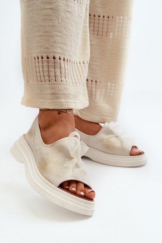 Zazoo 2939 Dames sandalen Dames met linten gouden kleur Przecierany Zazoo 2939 Dames sandalen Dames met linten gouden kleur Przecierany