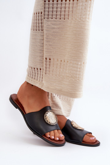 Zazoo 2938 Leren pantoffels met brede hakken met ornamenten zInart 2