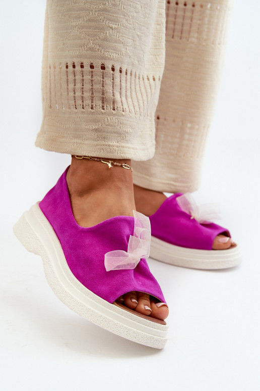 Zazoo 2939 Suède damessandalen met linten roze Zazoo 2939 Suède damessandalen met linten roze