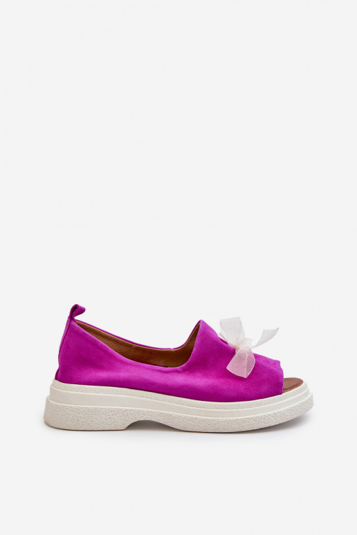 Zazoo 2939 Suède damessandalen met linten roze Zazoo 2939 Suède damessandalen met linten roze