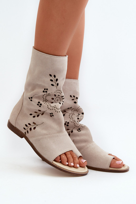 Zazoo 3437 Dames Sandalen van suède met laarzen Opar het kasteel ivoor Zazoo 3437 Dames Sandalen van suède met laarzen Opar het kasteel ivoor