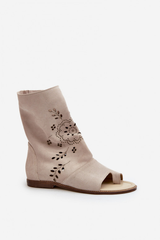 Zazoo 3437 Dames Sandalen van suède met laarzen Opar het kasteel ivoor Zazoo 3437 Dames Sandalen van suède met laarzen Opar het kasteel ivoor