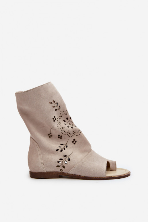 Zazoo 3437 Dames Sandalen van suède met laarzen Opar het kasteel ivoor Zazoo 3437 Dames Sandalen van suède met laarzen Opar het kasteel ivoor