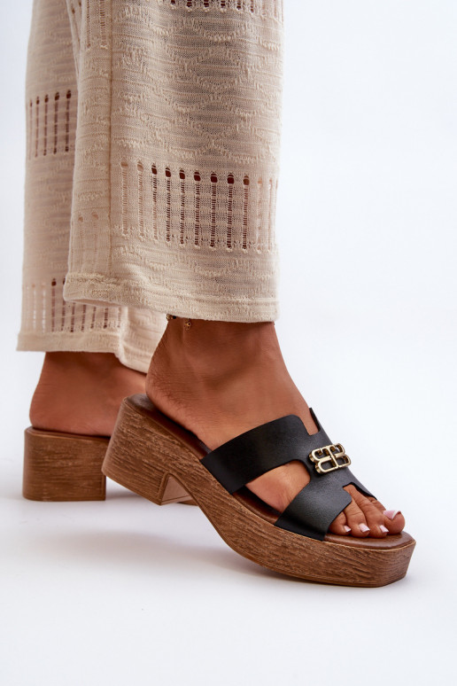 Zazoo 40412 Leer Elegante stijl Damespantoffels met gouden details zInart Zazoo 40412 Leer Elegante stijl Damespantoffels met gouden details zInart