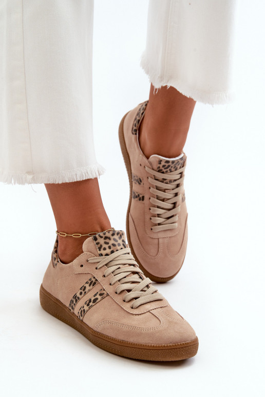 Zazoo N1068 van suède Laag Sneakers model schoenen Dames beige