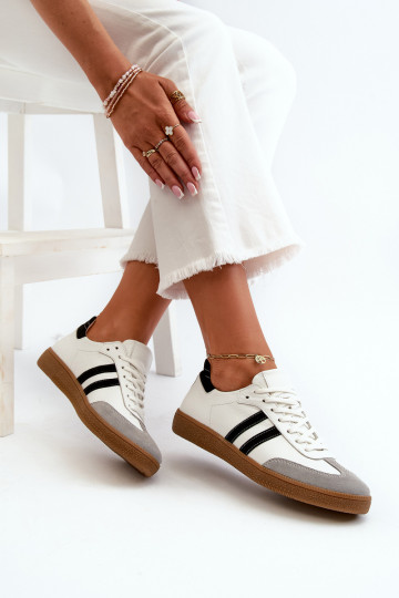 Zazoo N1068 leren lage sportieve schoenen dames wit
