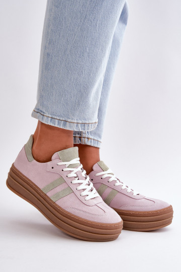 Zazoo N1068S4 suede sportieve schoenen met plateau paars