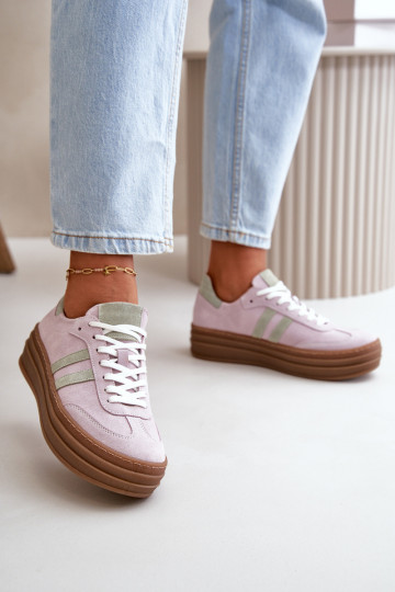 Zazoo N1068S4 suede sportieve schoenen met plateau paars 2