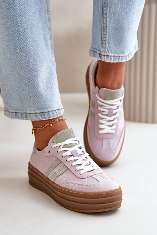 Zazoo N1068S4 Suède sneakers model schoenen met platform Paars Zazoo N1068S4 Suède sneakers model schoenen met platform Paars