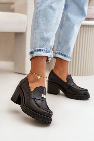Zazoo 20168 elegante stijl dames schoenen met hakken van natuurlijk leer zwarte kleur