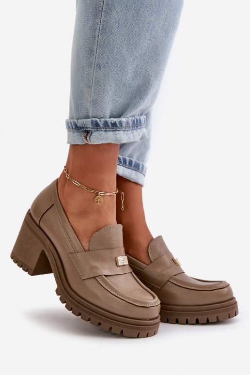 Zazoo 20168 Elegante stijl schoenen Dames met hakken Echt leer beige