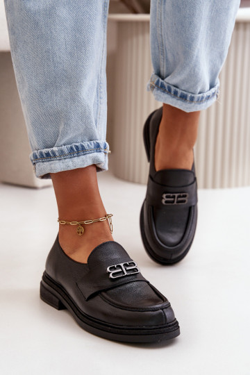 Zazoo 20174 leren elegante stijl dames schoenen met brede hakken zwarte kleur 2