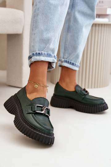 Zazoo 20176 schoenen dames mocassins Gemaakt van natuurlijk leer kaki kleuren