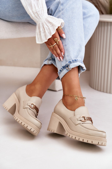 Zazoo 20175 dames schoenen met hakken van natuurlijk leer ivoorkleur