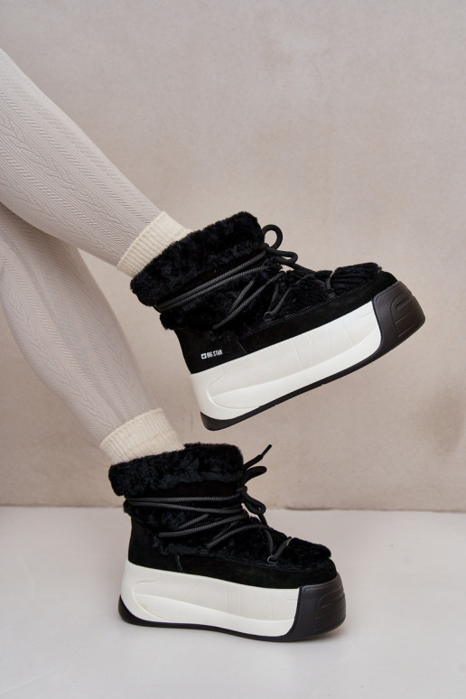 Leer SneeuIn laarzen Dames Op dikke zool met bont Big Star OO274A206 zInart Leer SneeuIn laarzen Dames Op dikke zool met bont Big Star OO274A206 zInart