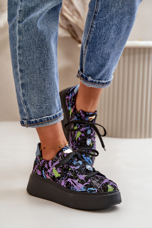 Leer sportschoenen met platform Het heeftciejka 06191-05 Paars Leer sportschoenen met platform Het heeftciejka 06191-05 Paars