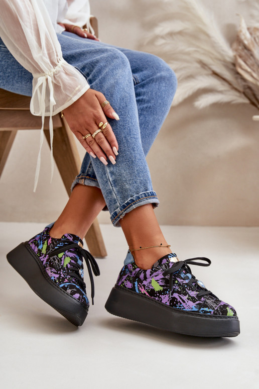 Leer sportschoenen met platform Het heeftciejka 06191-05 Paars Leer sportschoenen met platform Het heeftciejka 06191-05 Paars