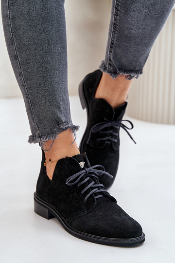 Zazoo 2959 van suède schoenen Oksfordki met veters met brede hakken zInart
